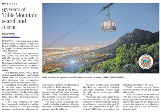 95 years of Table Mountain search and rescue