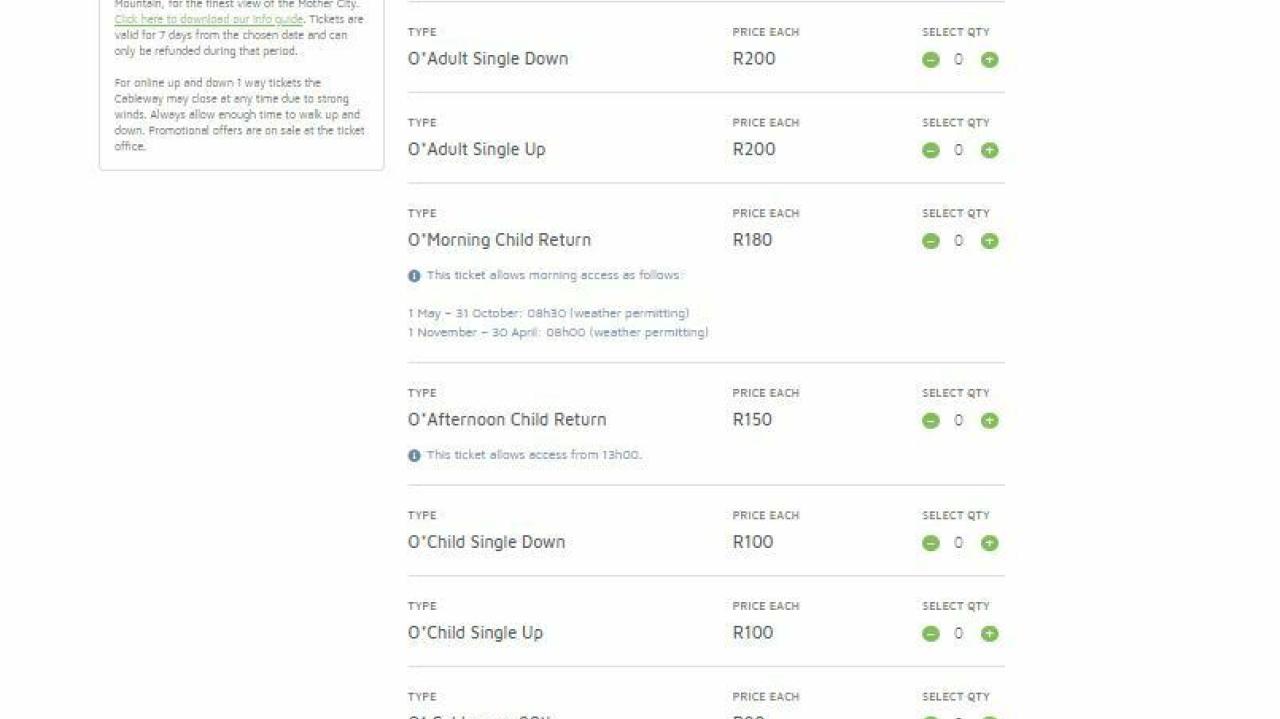 Cableway 90 anniversary webtickets selection