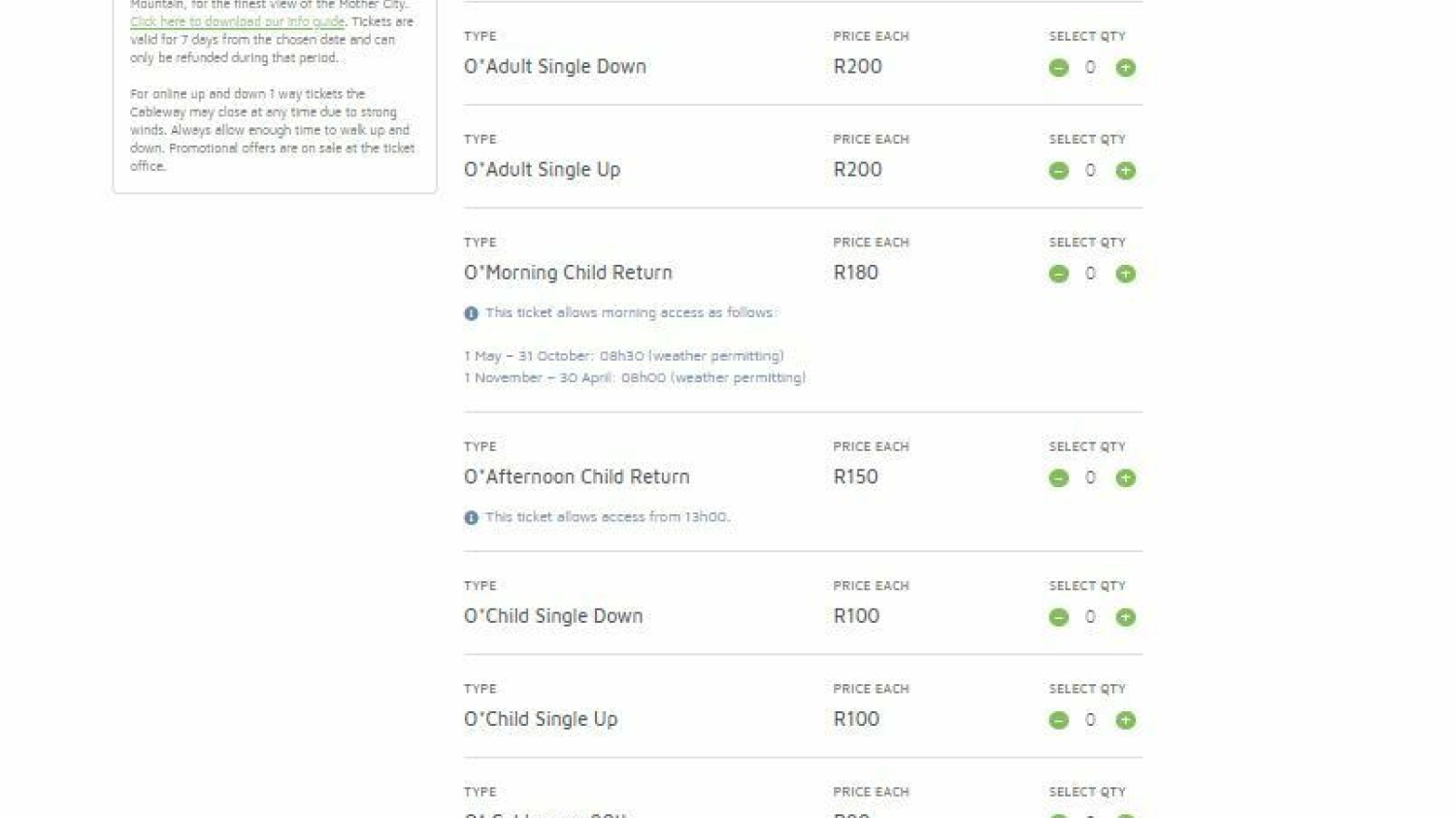 Cableway 90 anniversary webtickets selection