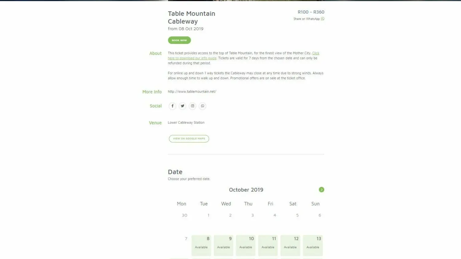 Cableway 90 Select Date