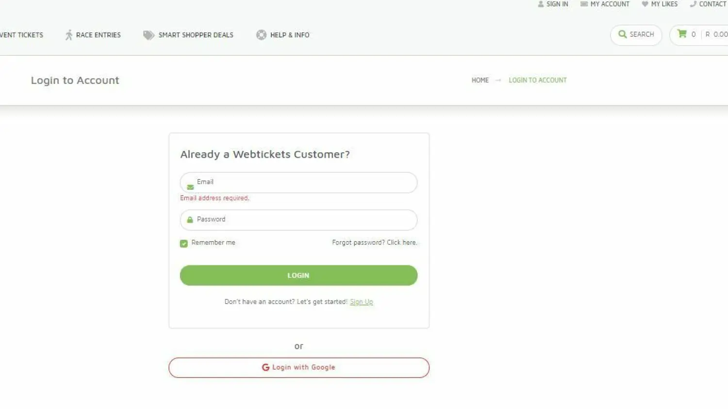 Cableway 90 Webtickets login or register