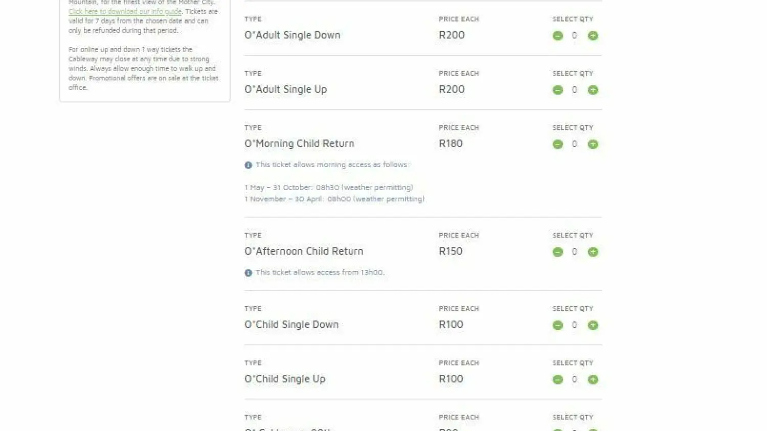Cableway 90 anniversary webtickets selection