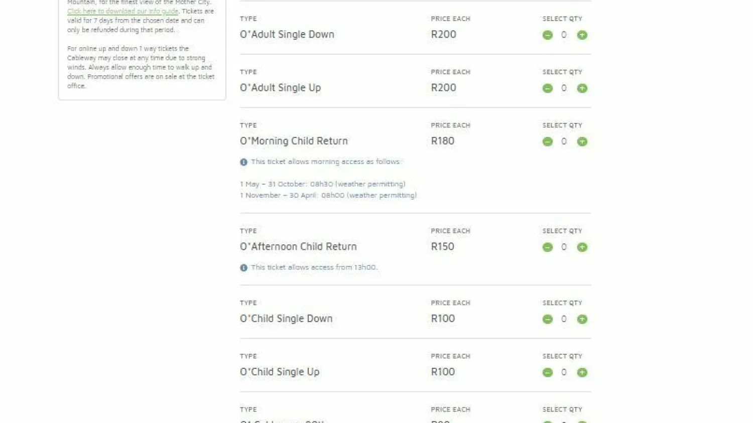 Cableway 90 anniversary webtickets selection
